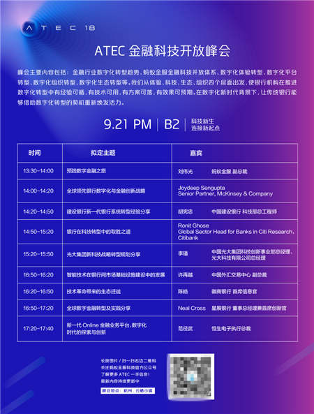 螞蟻金服2018 ATEC金融科技開放峰會(huì)重磅來襲！