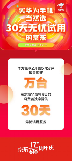 京東618華為勢(shì)頭猛！ 華為手機(jī)1小時(shí)成交額同比增長(zhǎng)180%