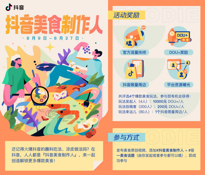 抖音1億流量招募“美食制作人”，與創(chuàng)作者解鎖爆款美味