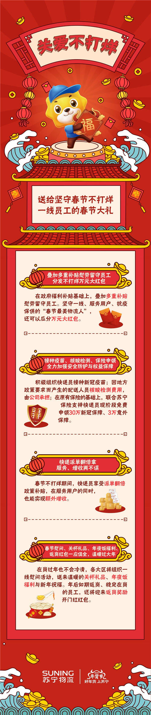 關(guān)愛不打烊！蘇寧物流“暖蜂”大禮包保障一線員工溫暖過年