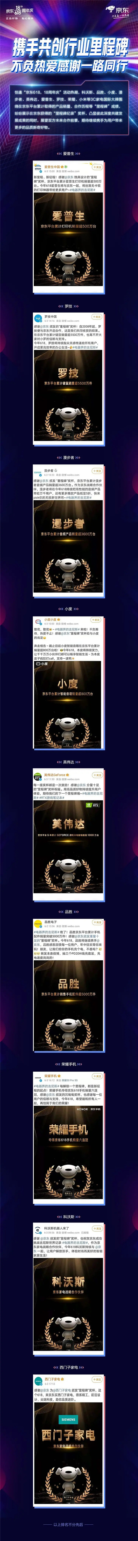 京東618成3C家電大牌的高光舞臺，榮耀、科沃斯等齊曬京東里程碑獎杯