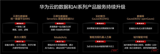 華為云大力投入數(shù)據(jù)、AI領(lǐng)域，發(fā)布系列新品，加速千行百業(yè)智能升級！