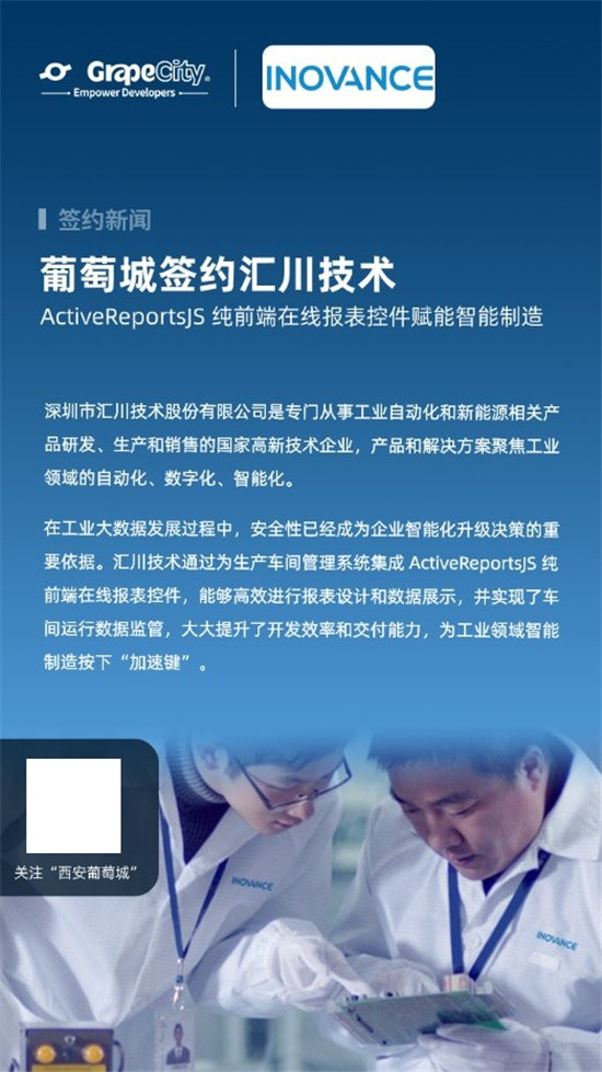 葡萄城攜手匯川技術(shù)，ActiveReportsJS報表控件賦能智能制造