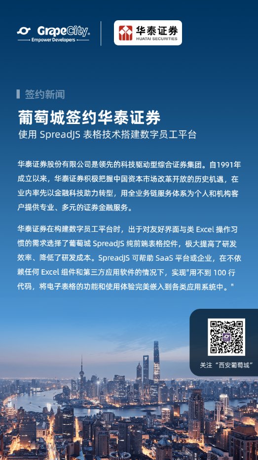華泰證券使用SpreadJS表格技術(shù)搭建數(shù)字員工平臺，促進數(shù)字中國高質(zhì)量發(fā)展