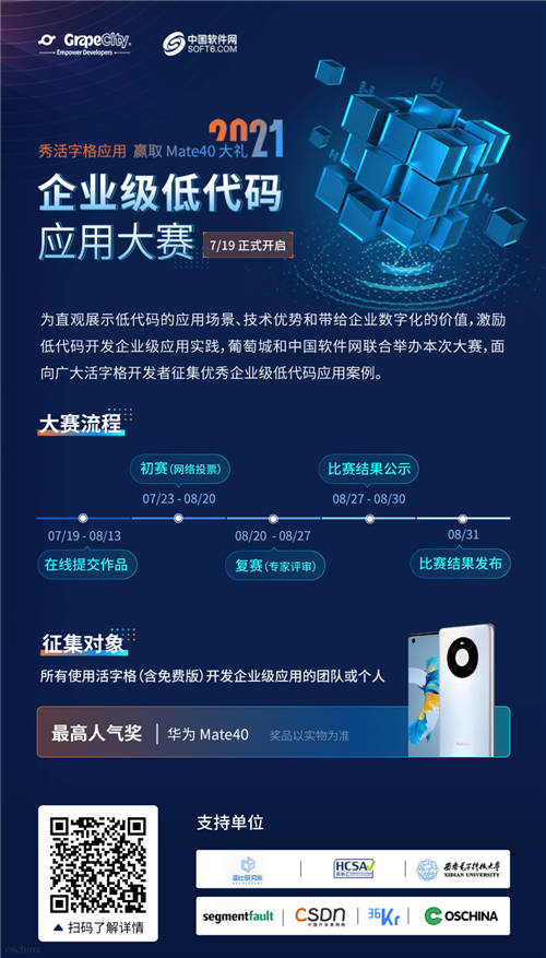 火熱進(jìn)行中！2021企業(yè)級(jí)低代碼應(yīng)用大賽，活字格應(yīng)用秀出圈