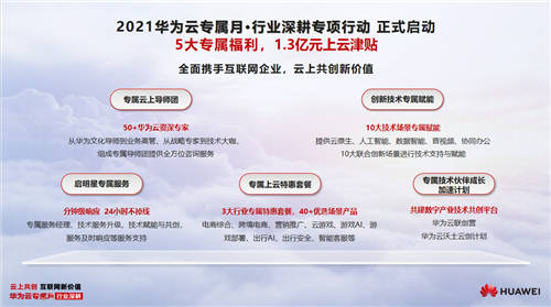 1.3億上云津貼，5大福利，華為云專屬月全面深耕互聯(lián)網(wǎng)行業(yè)