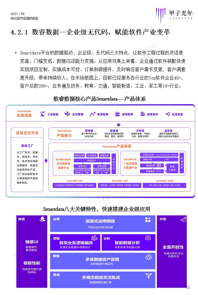 數(shù)睿數(shù)據(jù)作為企業(yè)級(jí)無(wú)代碼廠商代表入選甲子光年行業(yè)報(bào)告
