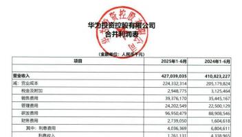 華為上半年收入4270億元同比增3.95% 凈利潤(rùn)371.95億元同比降32%