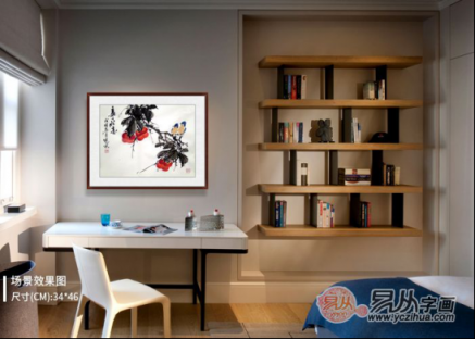 文雅的書房裝飾掛畫，精品水墨寫意花鳥畫作品