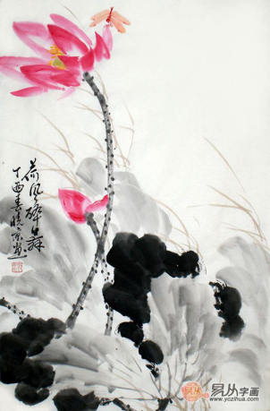 文雅的書房裝飾掛畫，精品水墨寫意花鳥畫作品