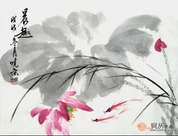 文雅的書房裝飾掛畫，精品水墨寫意花鳥畫作品