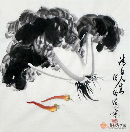 文雅的書房裝飾掛畫，精品水墨寫意花鳥畫作品