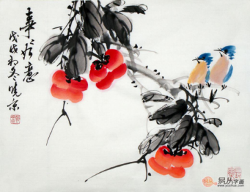 文雅的書房裝飾掛畫，精品水墨寫意花鳥畫作品