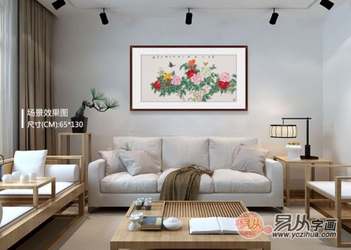 客廳背景墻上的掛畫，名家手繪花鳥國畫更受歡迎