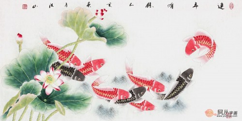 客廳背景墻上的掛畫，名家手繪花鳥國畫更受歡迎