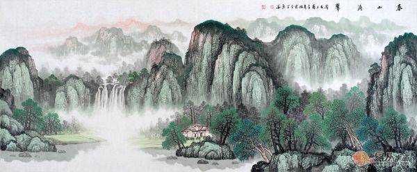 客廳里掛什么字畫好，名家手繪山水畫讓家里沒出新高度