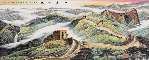 沙發(fā)背景墻上裝飾畫，手繪山水高雅藝術(shù)有品位