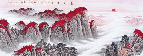 沙發(fā)背景墻上裝飾畫，手繪山水高雅藝術(shù)有品位
