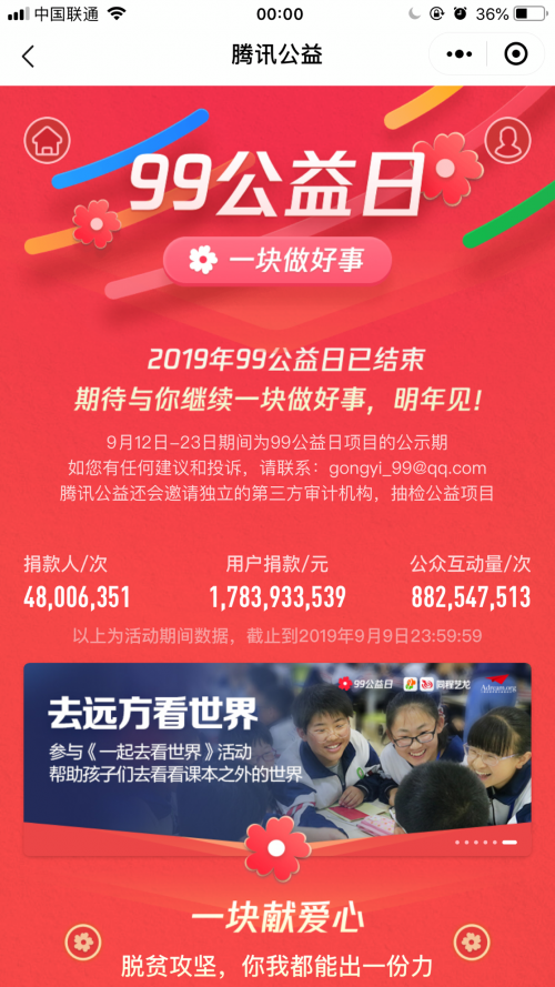 4800萬人次捐款+上萬場(chǎng)線下活動(dòng)，2019年99公益日全線綻放