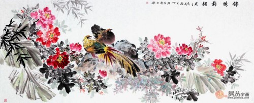 家里掛花鳥畫好嗎？丁珂手繪牡丹國畫，掛在家里好看又吉祥