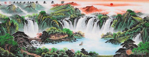 精挑細選的山水佳作掛在客廳品位十足