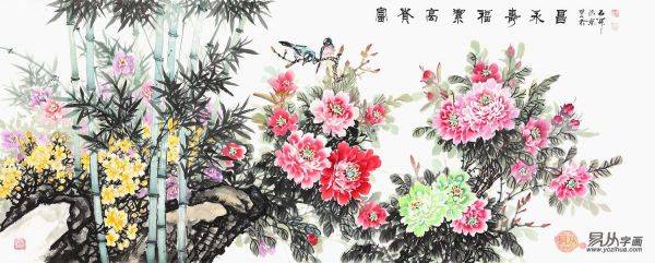 客廳內(nèi)掛什么字畫好，吉祥又有品的名家石開花鳥畫匯總