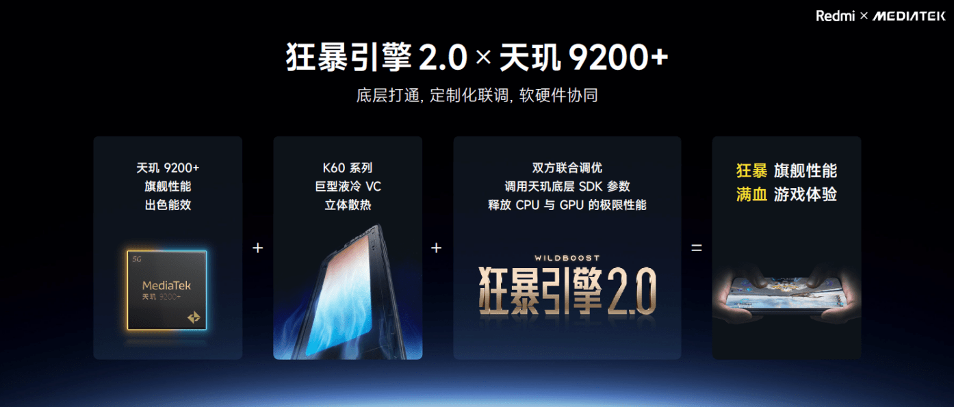 狂暴引擎2.0打通天璣9200+，紅米K60至尊版性能和游戲體驗(yàn)穩(wěn)了