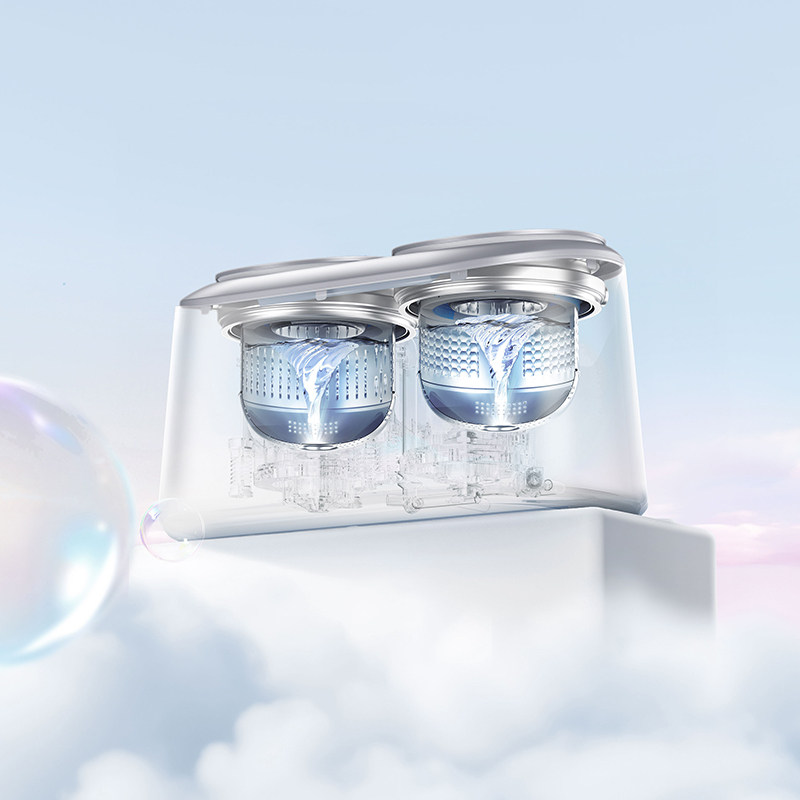 不手洗、不晾曬！小熊電器雙艙洗衣機：分區(qū)洗脫烘全搞定
