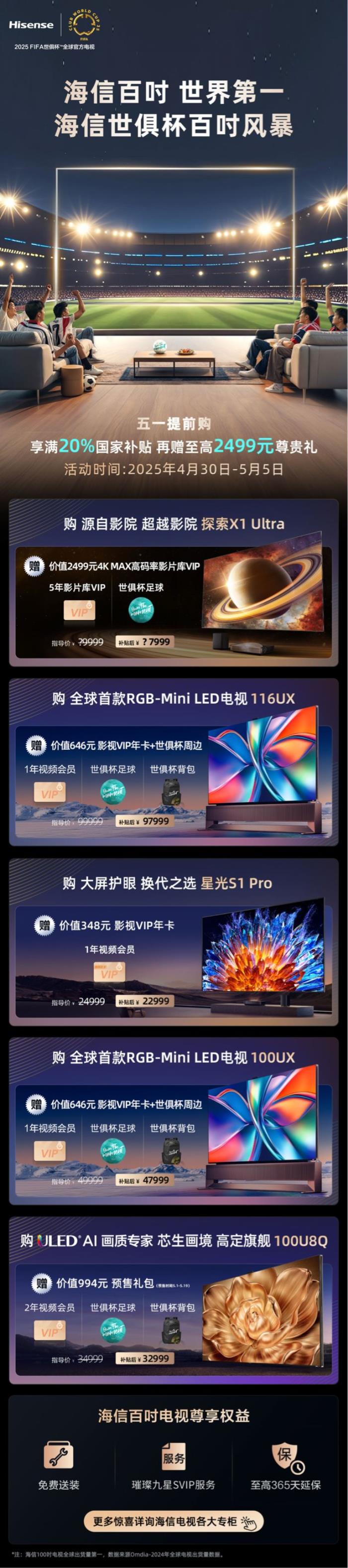 五一想要換電視？海信開啟世俱杯百吋風(fēng)暴，早買早享受