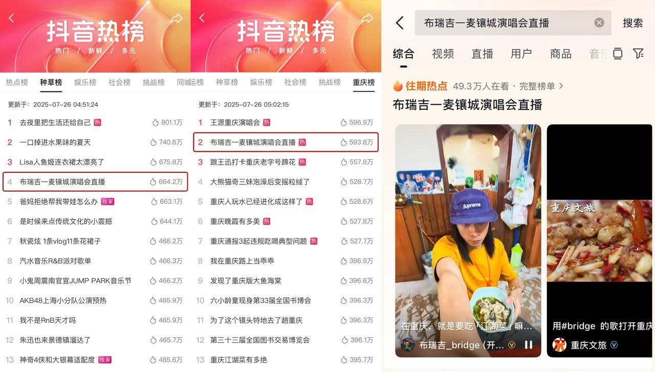 重慶方言唱響江湖情書，布瑞吉Bridge演唱會抖音特別場圓滿收官