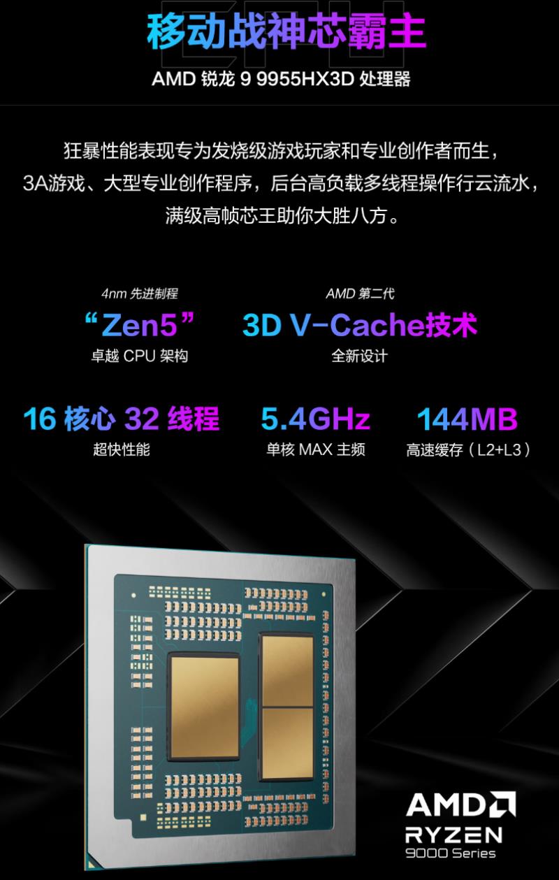 暑假上分“瓦搭子” ROG魔霸9搭載AMD 銳龍 9 9955HX3D 移動(dòng)處理器